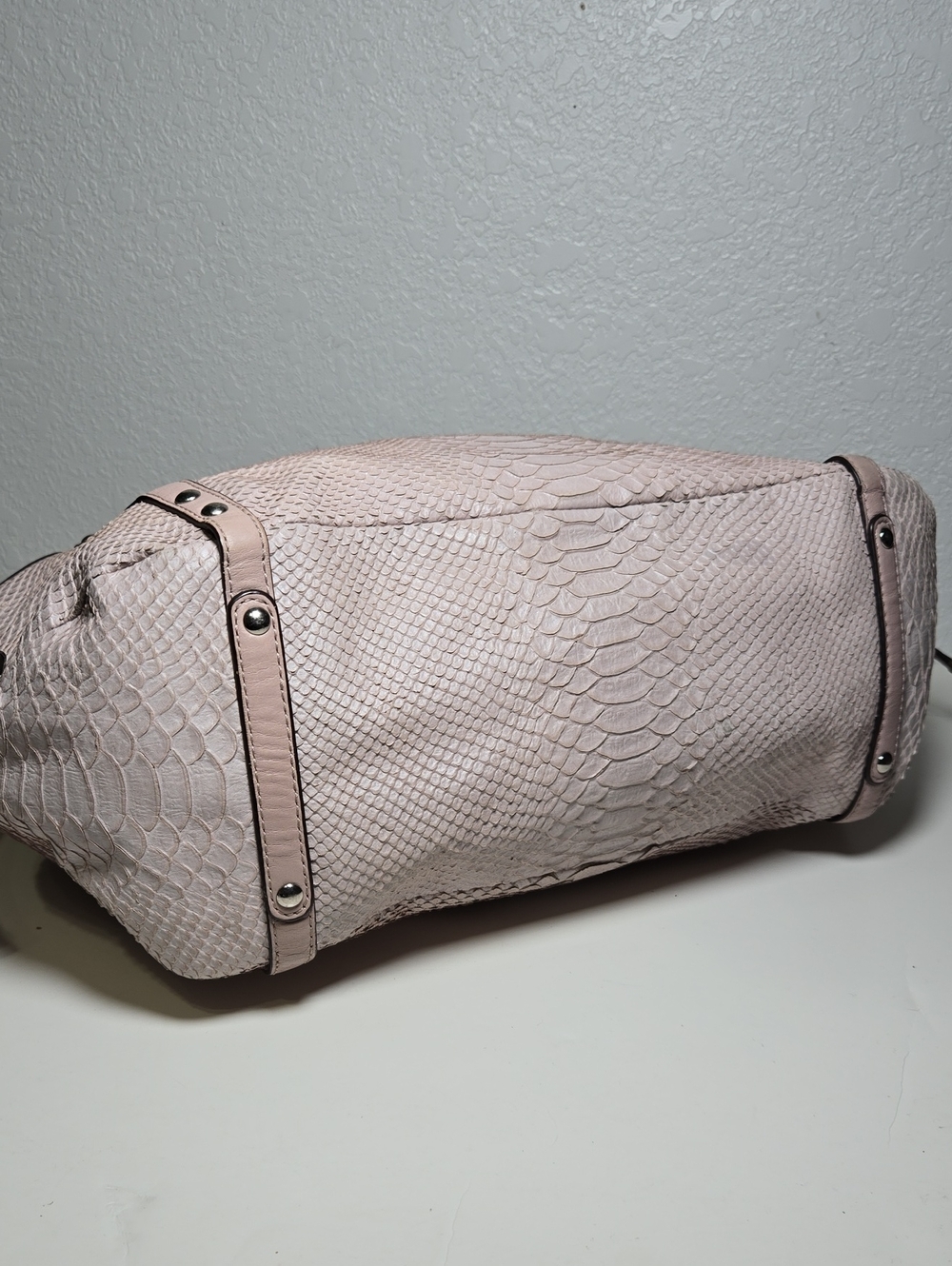 COACH Audrey Pinnacle Embossed Exotic Cinch East West Tote #19585 Mauve Pink - Picture 6 of 15